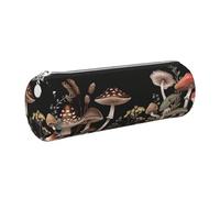 Mexpekil Astuccio in pelle per ragazze e ragazzi, piccolo organizer per penne, con cerniera, sottile, multiuso, per forniture scolastiche, bambini e adulti, Piante Funghi, Taglia unica, Organizer per