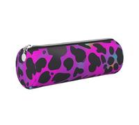 Mexpekil Astuccio in pelle per ragazze e ragazzi, piccolo organizer per penne, con cerniera, sottile, multiuso, per forniture scolastiche, bambini e adulti, Colori Neon Leopardo, Taglia unica