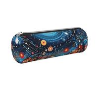 Mexpekil Astuccio in pelle per ragazze e ragazzi, piccolo organizer per penne, con cerniera, sottile, multiuso, per forniture scolastiche, bambini e adulti, Arte Fiori Colore, Taglia unica, Organizer