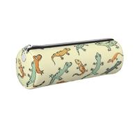 Mexpekil Astuccio in pelle per ragazze e ragazzi, piccolo organizer per penne, con cerniera, sottile, multiuso, per forniture scolastiche, bambini e adulti, Geco, Taglia unica, Organizer per borse