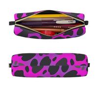 Mexpekil Astuccio in pelle per ragazze e ragazzi, piccolo organizer per penne, con cerniera, sottile, multiuso, per forniture scolastiche, bambini e adulti, Colori Neon Leopardo, Taglia unica
