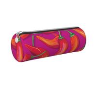 Mexpekil Astuccio in pelle per ragazze e ragazzi, piccolo organizer per penne, con cerniera, sottile, multiuso, per forniture scolastiche, bambini e adulti, Peperoncino rosso brillante, Taglia unica