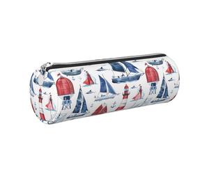 Mexpekil Astuccio in pelle per ragazze e ragazzi, piccolo organizer per penne, con cerniera, sottile, multiuso, per forniture scolastiche, bambini e adulti, Fari delle navi, Taglia unica, Organizer