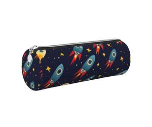 Mexpekil Astuccio in pelle per ragazze e ragazzi, piccolo organizer per penne, con cerniera, sottile, multiuso, per forniture scolastiche, bambini e adulti, Astronavi Stelle, Taglia unica, Organizer