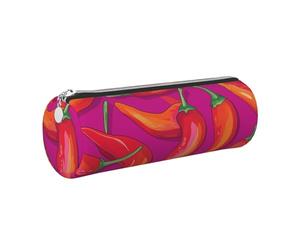 Mexpekil Astuccio in pelle per ragazze e ragazzi, piccolo organizer per penne, con cerniera, sottile, multiuso, per forniture scolastiche, bambini e adulti, Peperoncino rosso brillante, Taglia unica