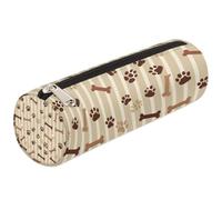 Mexpekil Astuccio marrone a righe con impronte di cane per la scuola, astuccio per ragazze, ragazzi, adolescenti, donne, astuccio per pennelli da trucco