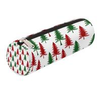Mexpekil Astuccio minimalista rosso verde con albero di Natale, per la scuola, per ragazze, ragazzi, adolescenti, donne, trousse per pennelli da trucco