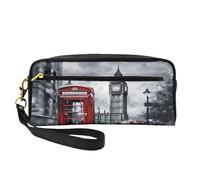 Mexpekil Astuccio per matite con autobus londinese Big Ben, astuccio da viaggio per trucchi, portapenne, in pelle, per cosmetici, pennelli da trucco, articoli di cancelleria, per bambini, ragazze