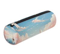 Mexpekil Astuccio per matite con barchetta a vela con superficie marina, borsa per ragazze, ragazzi, adolescenti, donne