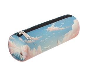 Mexpekil Astuccio per matite con barchetta a vela con superficie marina, borsa per ragazze, ragazzi, adolescenti, donne