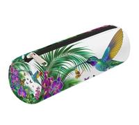 Mexpekil Astuccio per matite con colibrì e orchidee e foglie di palma, per ragazze e ragazzi, astuccio per cancelleria, piccolo astuccio per la scuola, per studenti e ufficio
