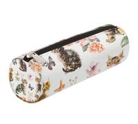 Mexpekil Astuccio per matite con farfalle e gatti e gattini, per ragazze e ragazzi, astuccio per cancelleria, piccolo astuccio per la scuola, per studenti e ufficio