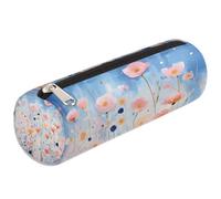 Mexpekil Astuccio per matite con fiori di papavero rosa acquerello, per ragazze, ragazzi, adolescenti, donne, astuccio per pennelli da trucco