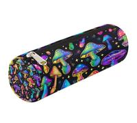 Mexpekil Astuccio per matite con motivo a fungo arcobaleno colorato, per bambini, ragazzi e ragazze, cilindrico, per cancelleria scolastica