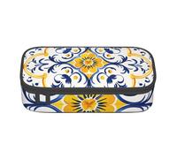 Mexpekil Astuccio per matite con motivo aereo e cielo, per ragazze e ragazzi, astuccio per cancelleria con scomparti, borsa per forniture scolastiche per studenti e ufficio, Vintage Marocco Fiori