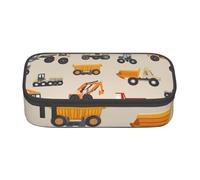 Mexpekil Astuccio per matite con motivo carino, per ragazze e ragazzi, organizer per cancelleria, con scomparti, borsa per forniture scolastiche per studenti e ufficio, Camion Edilizia Scavatrici