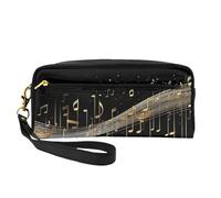 Mexpekil Astuccio per matite con note musicali astratte, custodia da viaggio per trucchi e penne, in pelle, per cosmetici, pennelli da trucco, scatola di cancelleria per bambini, ragazze, ragazzi