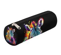 Mexpekil Astuccio per matite con stampa animalier zebrata arcobaleno, per ragazze, ragazzi, adolescenti, donne