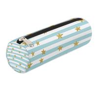 Mexpekil Astuccio per matite con stelle dorate e strisce azzurre per ragazze e ragazzi, astuccio per cancelleria, piccolo astuccio per la scuola, per studenti e ufficio