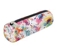 Mexpekil Astuccio per matite e matite con motivo arcobaleno con schizzi di racchetta da tennis, per bambini, ragazzi, ragazze, cilindrico, per articoli scolastici