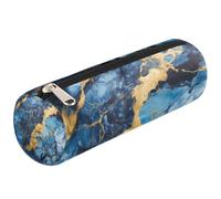 Mexpekil Astuccio per matite liquido blu marmo dorato per bambini, ragazzi e ragazze, astuccio cilindrico rotondo per forniture scolastiche organizer
