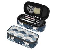 Mexpekil Astuccio per ragazze e ragazzi, con scomparti, grande, organizer per penne, con cerniera, multiuso, per articoli scolastici, cosmetici, bambini, adulti, Onda d'arte, Taglia unica, Organizer