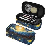 Mexpekil Astuccio per ragazze e ragazzi, con scomparti, grande, organizer per penne, con cerniera, multiuso, per articoli scolastici, cosmetici, bambini, adulti, Dipingere Cielo Stellato, Taglia unica