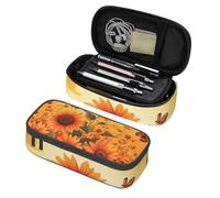 Mexpekil Astuccio per ragazze e ragazzi, con scomparti, grande, organizer per penne, con cerniera, multiuso, per articoli scolastici, cosmetici, bambini, adulti, Cielo Tramonto Girasoli Farfalle