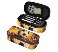 Mexpekil Astuccio per ragazze e ragazzi, con scomparti, grande, organizer per penne, con cerniera, multiuso, per articoli scolastici, cosmetici, bambini, adulti, Arte Calcio, Taglia unica, Organizer