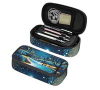 Mexpekil Astuccio per ragazze e ragazzi, con scomparti, grande, organizer per penne, con cerniera, multiuso, per articoli scolastici, cosmetici, bambini, adulti, Strada Arte Blu, Taglia unica