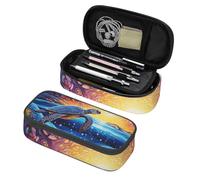 Mexpekil Astuccio per ragazze e ragazzi, con scomparti, grande, organizer per penne, con cerniera, multiuso, per articoli scolastici, cosmetici, bambini, adulti, Tartaruga Arte Flore, Taglia unica