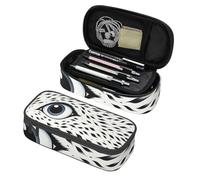 Mexpekil Astuccio per ragazze e ragazzi, con scomparti, grande, organizer per penne, con cerniera, multiuso, per articoli scolastici, cosmetici, bambini, adulti, Occhio leopardato bianco, Taglia unica
