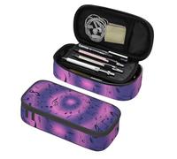 Mexpekil Astuccio per ragazze e ragazzi, con scomparti, grande, organizer per penne, con cerniera, multiuso, per articoli scolastici, cosmetici, bambini, adulti, Cerchio di note musicali, Taglia unica