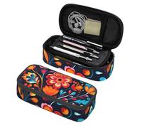 Mexpekil Astuccio per ragazze e ragazzi, con scomparti, grande, organizer per penne, con cerniera, multiuso, per articoli scolastici, cosmetici, bambini, adulti, Arte floreale Boho luminosa, Taglia