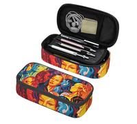 Mexpekil Astuccio per ragazze e ragazzi, con scomparti, grande, organizer per penne, con cerniera, multiuso, per articoli scolastici, cosmetici, bambini, adulti, Arte Colorata U, Taglia unica