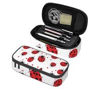 Mexpekil Astuccio per ragazze e ragazzi, con scomparti, grande, organizer per penne, con cerniera, multiuso, per articoli scolastici, cosmetici, bambini, adulti, Coccinella, Taglia unica, Organizer
