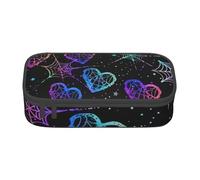 Mexpekil Astuccio rosso scuro con ragnatela per ragazze e ragazzi, astuccio per cancelleria con scomparti, borsa per forniture scolastiche per studenti e ufficio, Ombre Purple Spider Wed Hearts