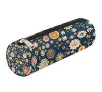 Mexpekil Astuccio rotondo con petali di fiori, per la scuola, per ragazze, ragazzi, adolescenti, donne, trousse per pennelli da trucco