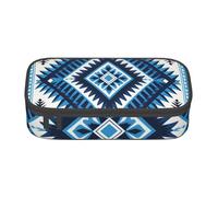 Mexpekil Astuccio vintage con fiori mandala blu per ragazze ragazzi astuccio cancelleria organizer con scomparti borsa per forniture scolastiche per studenti ufficio, Geometrico azteco etnico vintage