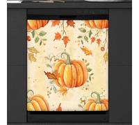 Mexpekil Autunno Foglia d'Acero Zucche Copertura Magnetica per Lavastoviglie 58,4 x 66 cm, Decorativo Impermeabile Lavastoviglie Magnetico Adesivo per Elettrodomestici da Cucina