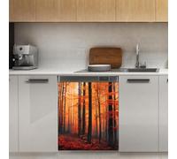 Mexpekil Autunno Foresta Lavastoviglie Magnete Copertura 53x66 Pollici Decorativo Lavastoviglie Adesivo per Porta D'ingresso Impermeabile Pannello Elettrodomestico Cucina Pannello