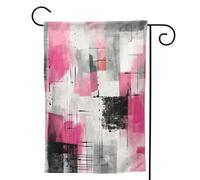 Mexpekil Bandiera astratta moderna rosa nera da giardino 71,1 x 101,6 cm su entrambi i lati, decorativa per esterni, bandiera di benvenuto per patio, cortile, prato