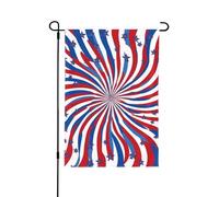 Mexpekil Bandiera da giardino a spirale con stelle blu e rosse, 31,8 x 45,7 cm, double face, per esterni, resistente alle intemperie, per vacanze, patio, balcone, prato
