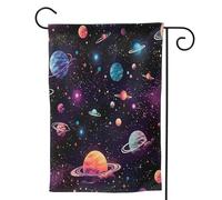 Mexpekil Bandiera da giardino colorata con sistema solare spaziale 71,1 x 101,6 cm, doppia faccia, bandiera decorativa per esterni, per patio, cortile, prato