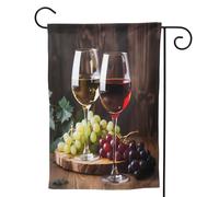 Mexpekil Bandiera da giardino con bicchiere di vino rosso, 71,1 x 101,6 cm, double face, decorativa per esterni, per patio, cortile, prato