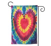 Mexpekil Bandiera da giardino con cuori e tintura a nodi, 71,1 x 101,6 cm, double face, decorativa per esterni, per patio, cortile, prato