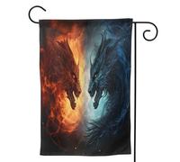 Mexpekil Bandiera da giardino con drago di fuoco rosso e blu, 71 x 101,6 cm, doppia faccia, bandiera decorativa per esterni, per patio, cortile, prato