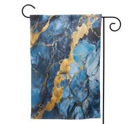 Mexpekil Bandiera da giardino in marmo blu con liquido dorato, 30,5 x 45,7 cm, double face, bandiera decorativa per esterni, per patio, cortile, prato