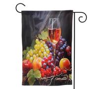Mexpekil Bandiera decorativa da giardino con bicchiere di vino, 30,5 x 45,7 cm, double face, per esterni, per patio, cortile, prato