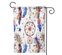 Mexpekil Bandiera etnica Boho acchiappasogni piuma da giardino 30,5 x 45,7 cm su entrambi i lati, decorazione per esterni, bandiera di benvenuto per patio, cortile, prato